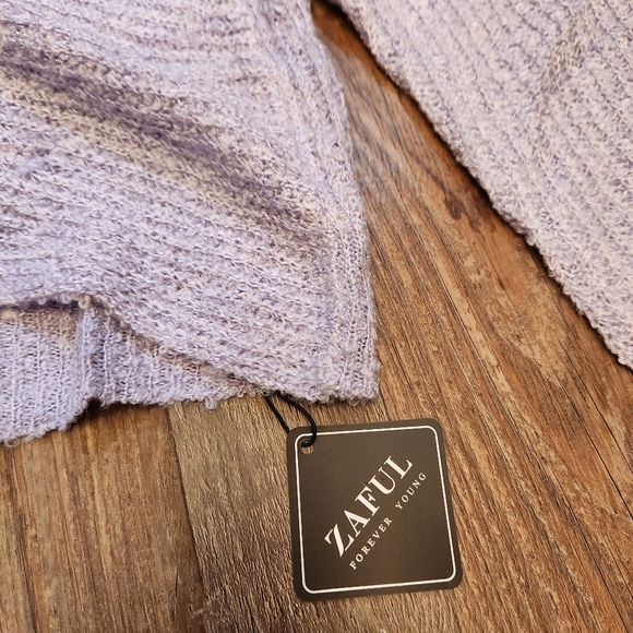 Lavender and Blue Wrap Cropped Sweater - Picture 3 of 6